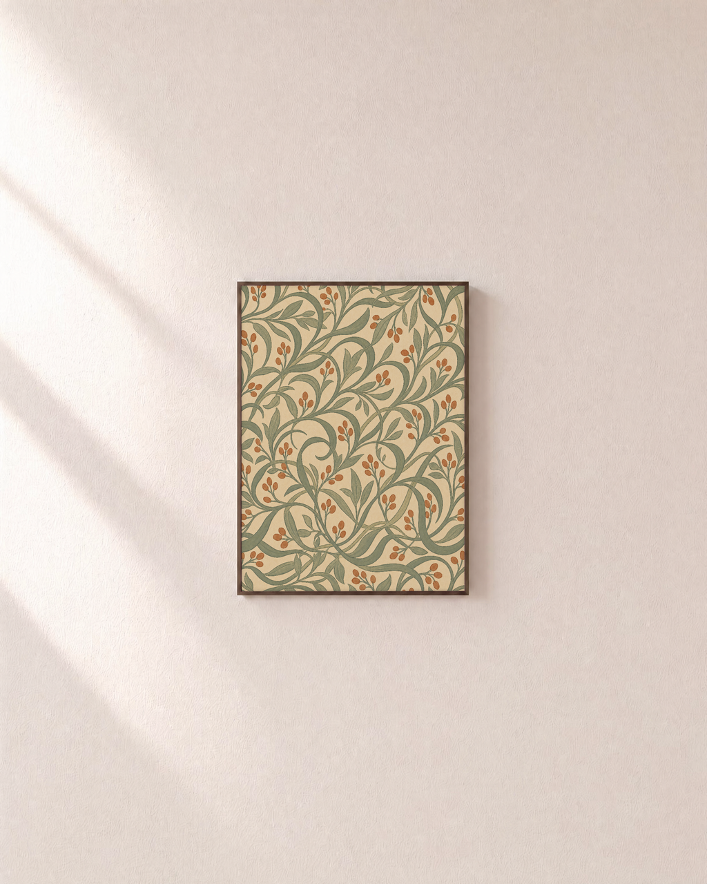 Willow Repeat No Type unframed print is shown framed for styling in a plain wall; frame not included