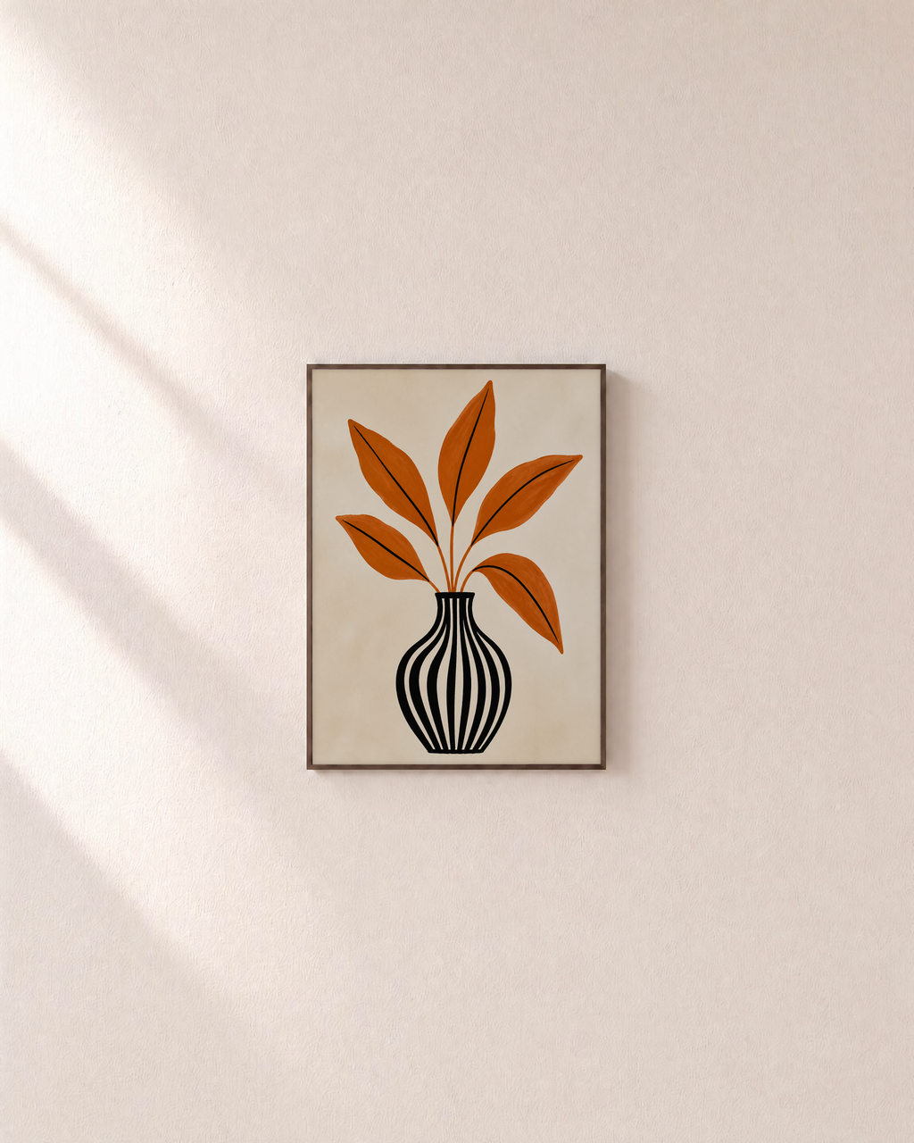 Leaf Keeper leaf art prints: unframed print is shown framed for styling on a plain wall; frame not included