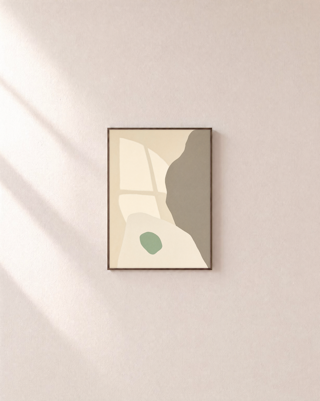 Soft Window unframed print is shown framed for styling in a plain wall; frame not included