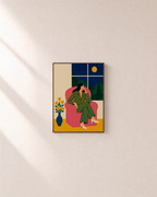Night Chair striped chair figure print: unframed print is shown framed for styling on a plain wall; frame not included