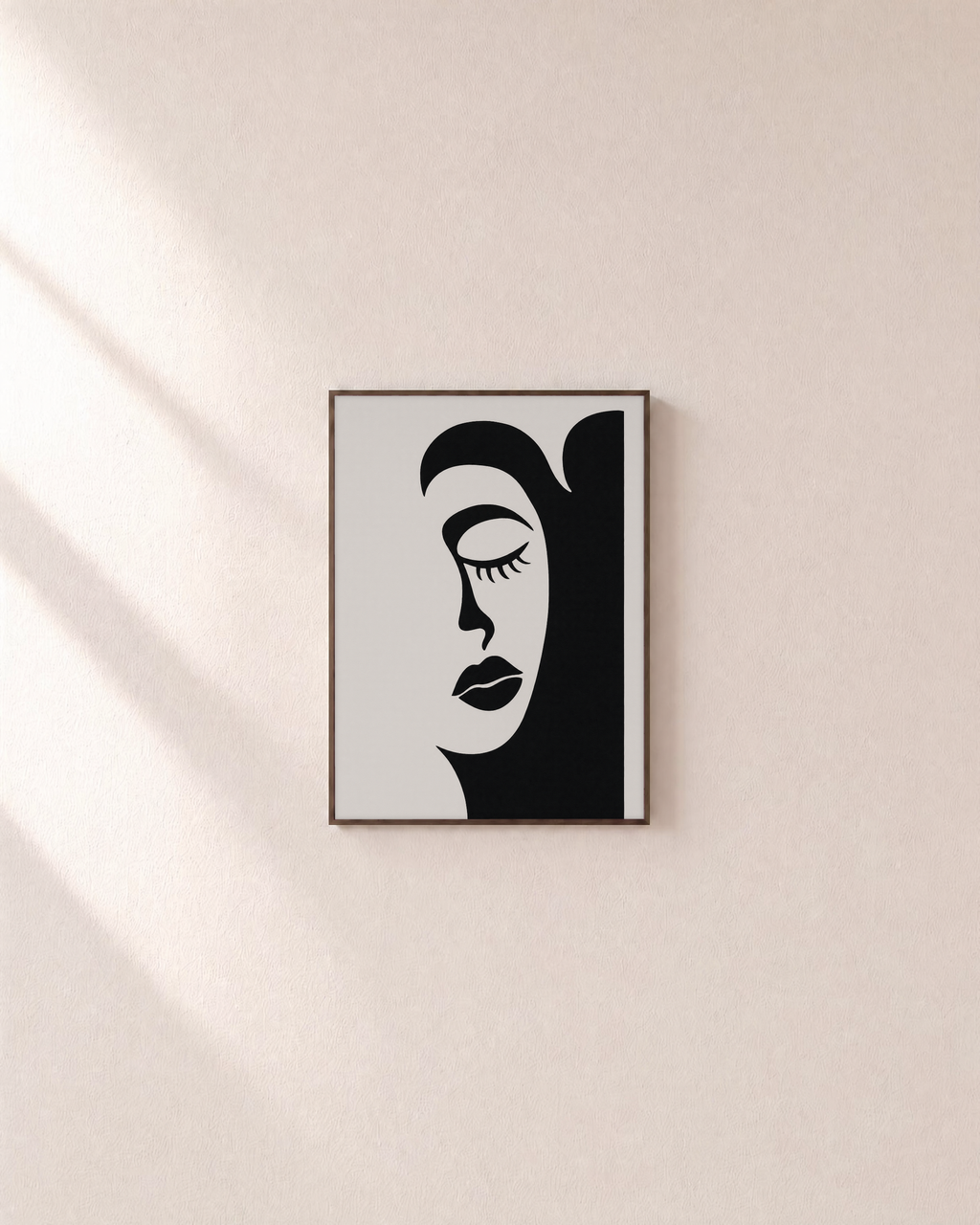 Spare Face graphic face print: unframed print is shown framed for styling on a plain wall; frame not included