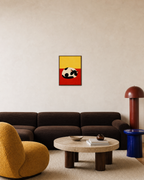 Nap Cat cat poster art print: unframed print is shown framed for styling in a living room; frame not included