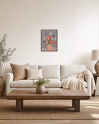 Anemone Morning anemone wall art: unframed print is shown framed for styling in a living room; frame not included