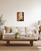 Moon Candle Gate unframed print is shown framed for styling in a living room; frame not included