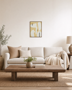 Nine Studies unframed print is shown framed for styling in a living room; frame not included