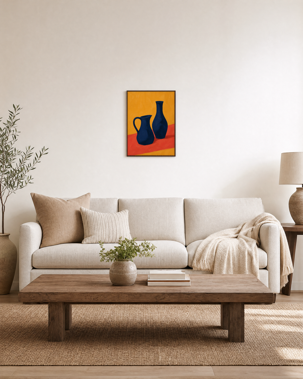 Table Pair vase wall art: unframed print is shown framed for styling in a living room; frame not included