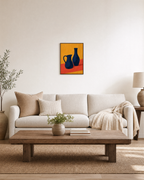 Table Pair vase wall art: unframed print is shown framed for styling in a living room; frame not included