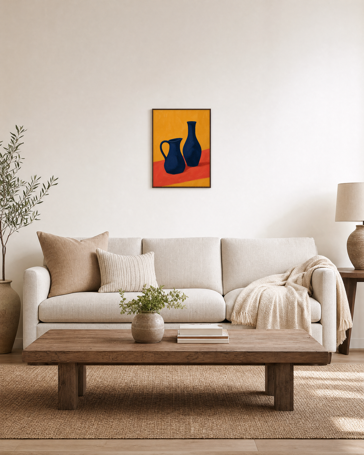 Table Pair vase wall art: unframed print is shown framed for styling in a living room; frame not included