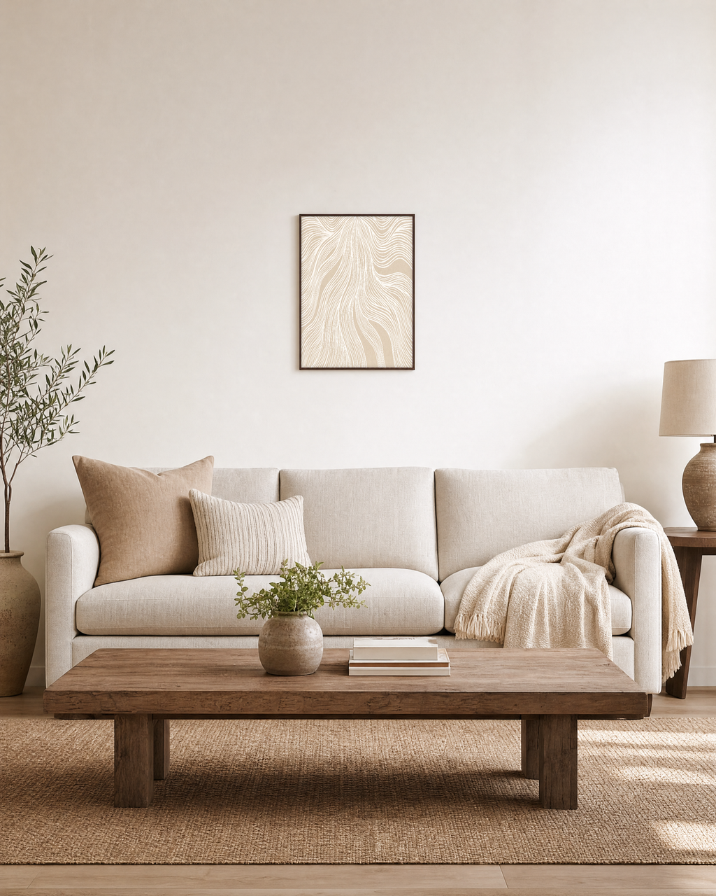 Pale Veins Studio edition unframed print is shown framed for styling in a living room; Frame not included