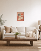 Berry Dot cream dome wall art: unframed print is shown framed for styling in a living room; frame not included