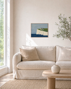 High Village landscape art prints: unframed print is shown framed for styling in a living room; frame not included