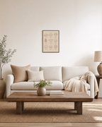 Mushroom Cast mushroom art print: unframed print is shown framed for styling in a living room; frame not included