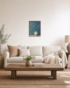Slate Branch Vessel unframed print is shown framed for styling in a living room; frame not included
