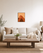 Dune Sweep unframed print is shown framed for styling in a living room; frame not included
