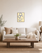 Indigo Profile Line unframed print is shown framed for styling in a living room; frame not included