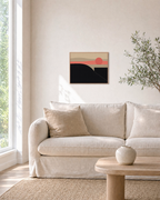 Dusk Hill black hill wall art: unframed print is shown framed for styling in a living room; frame not included