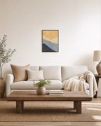 Layered Soft Planes unframed print is shown framed for styling in a living room; frame not included