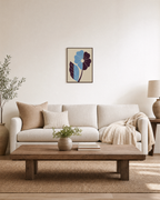 Noon Bloom flower art prints: unframed print is shown framed for styling in a living room; frame not included