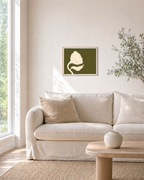 Ivory Bloom Forest unframed print is shown framed for styling in a living room; frame not included