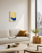 One Blue Whale Arc unframed print is shown framed for styling in a big-window city living; frame not included
