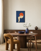 Nap Cat white cat wall art: unframed print is shown framed for styling in a dining room; frame not included