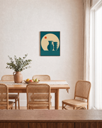 Bauhaus Grid Vessel Remap unframed print is shown framed for styling in a dining room; frame not included