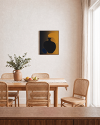 Dark Vessel unframed print is shown framed for styling in a dining room; frame not included
