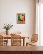 Cheese Hour citrus wall art: unframed print is shown framed for styling in a dining room; frame not included