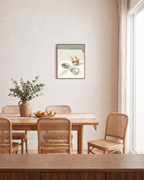 Oil Pourer Table unframed print is shown framed for styling in a dining room; frame not included