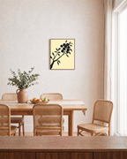 Ink Branch Fruit unframed print is shown framed for styling in a dining room; frame not included