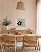 Walker with Patterned Cart fashion illustration wall art: unframed print is shown framed for styling in a dining room; frame not included