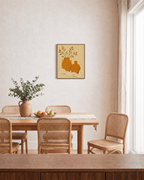 Berry Keeper berries wall art: unframed print is shown framed for styling in a dining room; frame not included