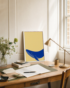 One Blue Whale Arc unframed print is shown framed for styling in a panelled study; frame not included