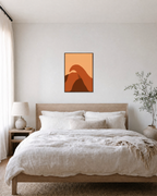 Dune Sweep unframed print is shown framed for styling in a bedroom; frame not included