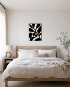 Small Berry Knot Stem berry knot stem wall art print: unframed print is shown framed for styling in a bedroom; frame not included