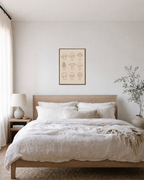 Mushroom Cast mushroom art print: unframed print is shown framed for styling in a bedroom; frame not included