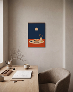 Supper Light dinner table wall art: unframed print is shown framed for styling in a home office; frame not included