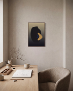 Dark Vessel unframed print is shown framed for styling in a home office; frame not included
