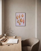 Candy Stripes stripe ornament print: unframed print is shown framed for styling in a home office; frame not included