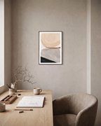 Layered Soft Planes unframed print is shown framed for styling in a home office; frame not included