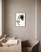Ink Branch Fruit unframed print is shown framed for styling in a home office; frame not included