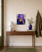 One Giant Yellow Beard unframed print is shown framed for styling in a home office; frame not included