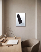 Pure Form unframed print is shown framed for styling in a home office; frame not included