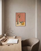 Pitcher and Lemon Press edition unframed print is shown framed for styling in a home office; Frame not included