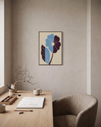 Noon Bloom flower art prints: unframed print is shown framed for styling in a home office; frame not included