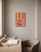 Reading Hour vintage wall art: unframed print is shown framed for styling in a home office; frame not included