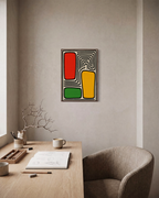 Block Shift contour block wall art: unframed print is shown framed for styling in a home office; frame not included