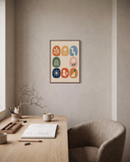Skipped Tile color tile wall art: unframed print is shown framed for styling in a home office; frame not included