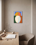 Split Horizon unframed print is shown framed for styling in a home office; frame not included