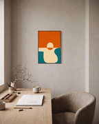 Horizon Sun unframed print is shown framed for styling in a home office; frame not included